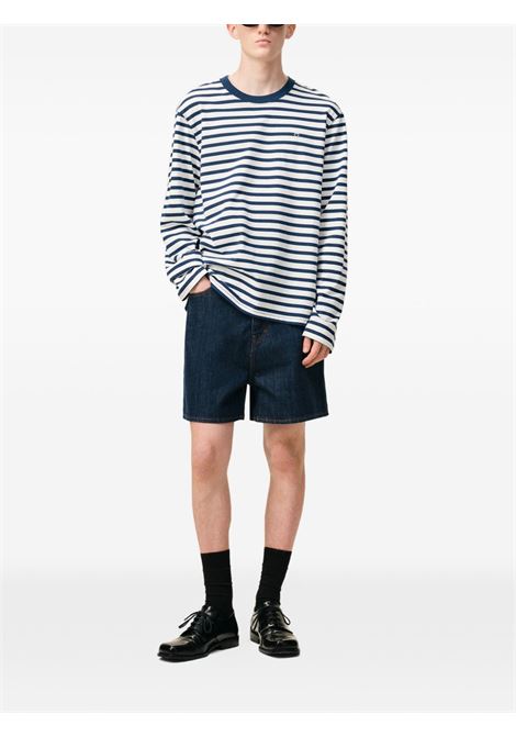 t-shirt mariniere ls blu e bianca AMI PARIS | UTS375.JE0210A044